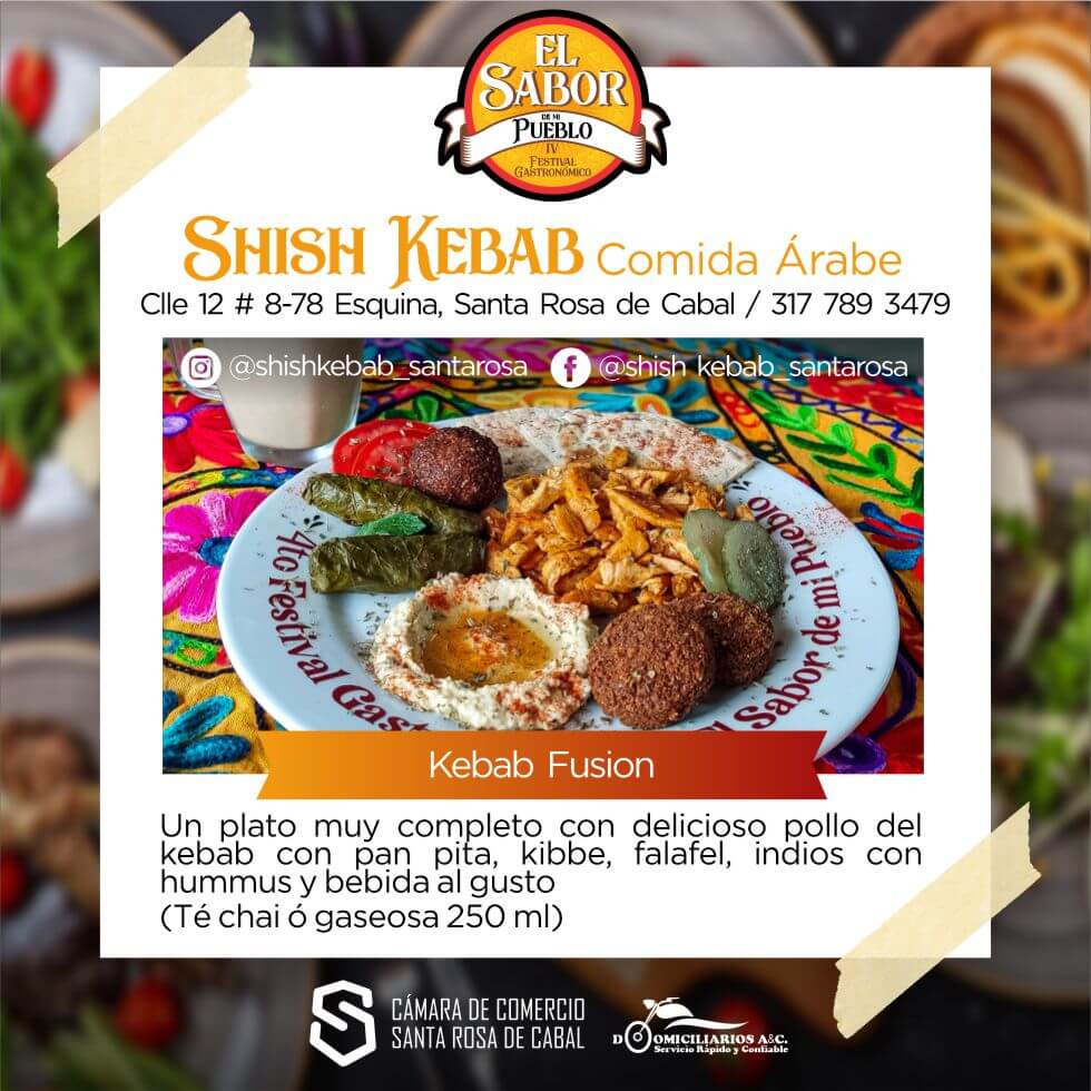 Restaurante Shish Kebab Comida Árabe Ubicado en la Calle 12 # 8-78 Participa con Kebab Fusion