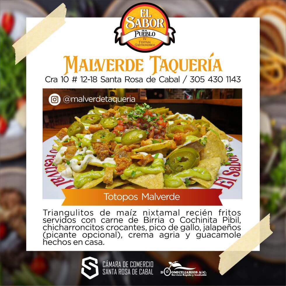 Restaurante Malverde Taquería Ubicado en la Cra 10 # 12-18 Totopos Malverde