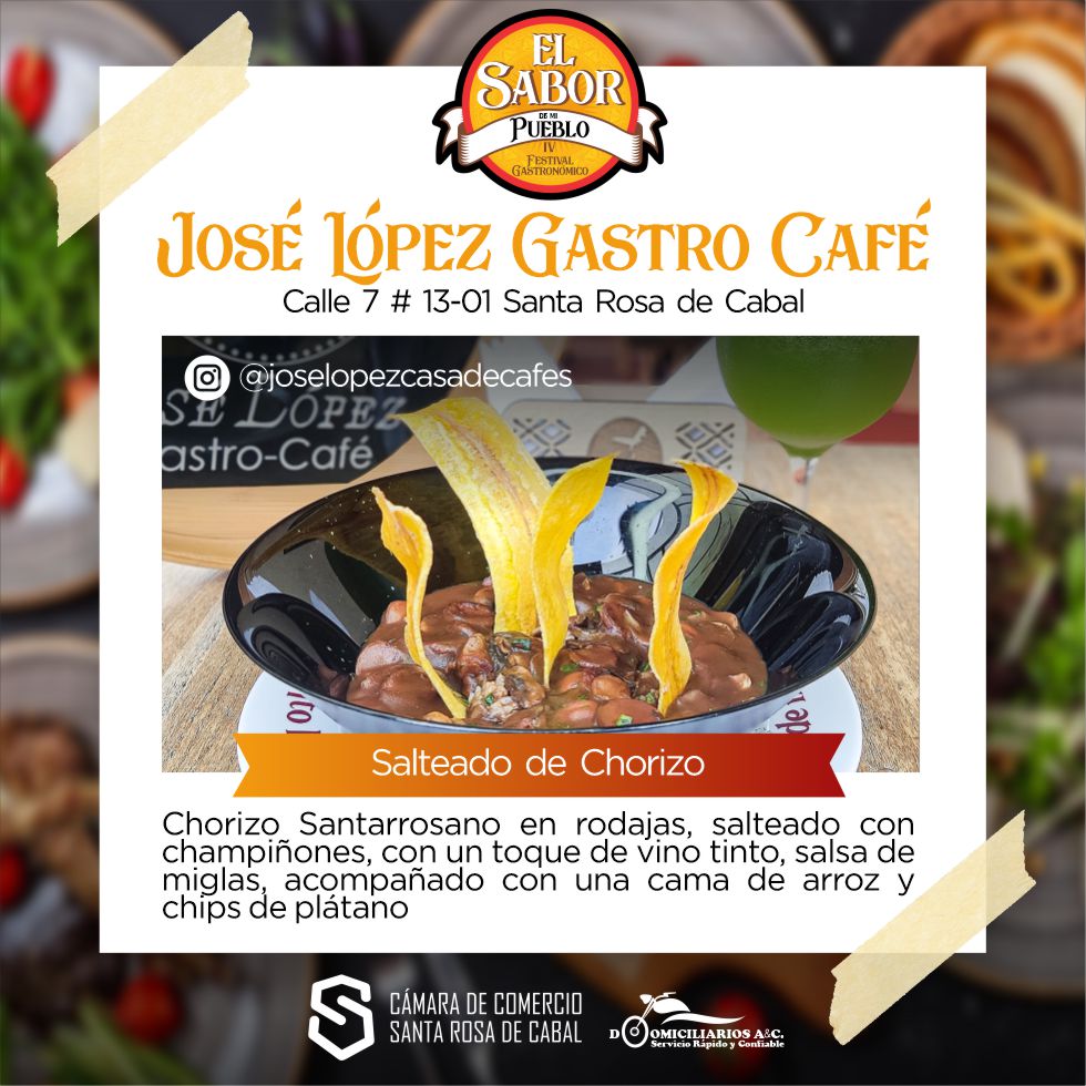 Restaurante José Lopez
Ubicado en la Calle 7 # 13-01 Participa con Salteado de chorizo