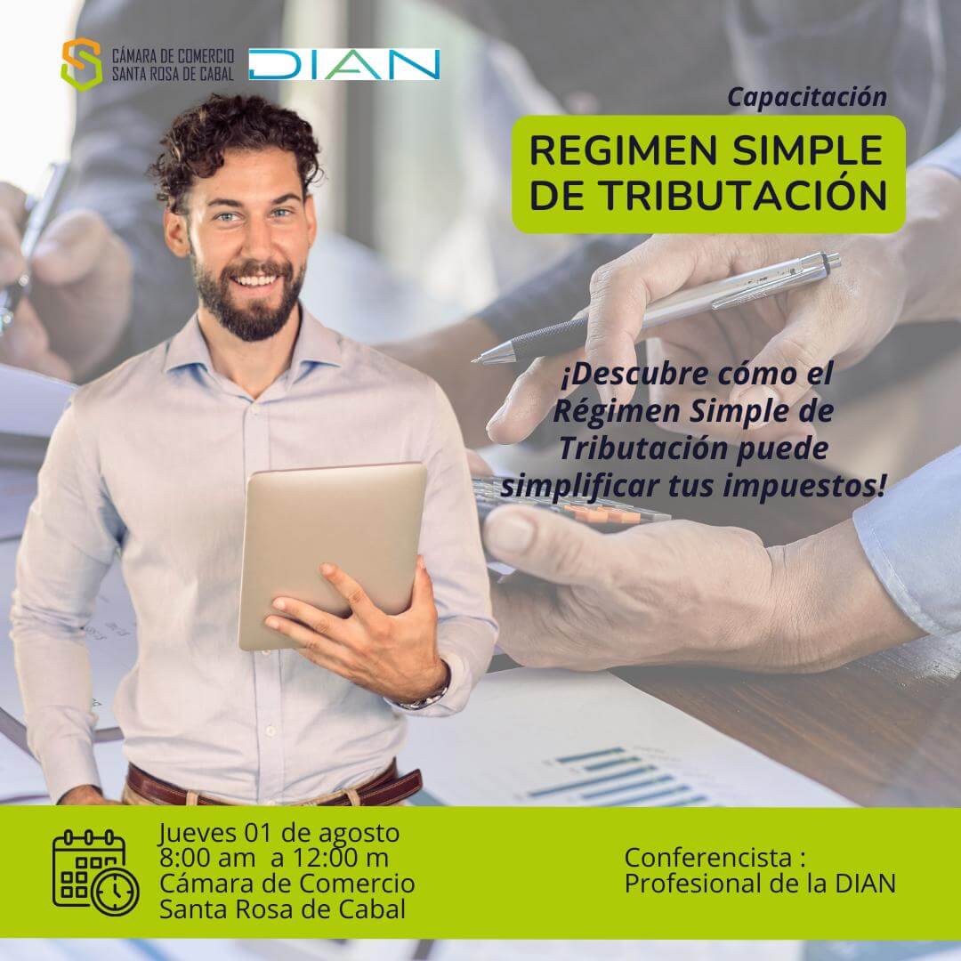 Pieza publicitaria de la capacitación Régimen Simple de Tributación