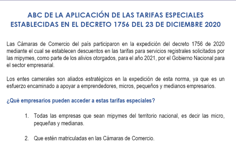ABC DE LAS TARIFAS DECRETO 1756 DE 2020 – ENFOQUE EMPRESARIOS